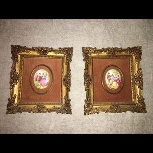 Vintage Limoge courting pair frames